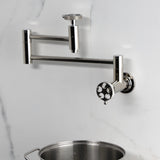 Webb Two-Handle 1-Hole Wall Mount Pot Filler with Knurled Handle