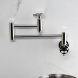 Webb Two-Handle 1-Hole Wall Mount Pot Filler with Knurled Handle