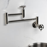 Webb Two-Handle 1-Hole Wall Mount Pot Filler with Knurled Handle