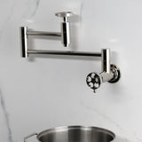 Wendell Two-Handle 1-Hole Wall Mount Pot Filler with Knurled Handle