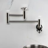 Wendell Two-Handle 1-Hole Wall Mount Pot Filler with Knurled Handle