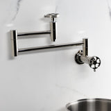 Wendell Two-Handle 1-Hole Wall Mount Pot Filler with Knurled Handle