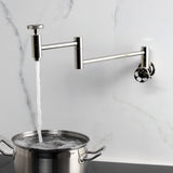 Wendell Two-Handle 1-Hole Wall Mount Pot Filler with Knurled Handle