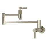 Convergent Two-Handle 1-Hole Wall Mount Pot Filler Faucet with Knurled Handle