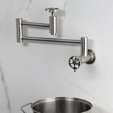 Wendell Two-Handle 1-Hole Wall Mount Pot Filler with Knurled Handle