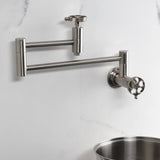 Wendell Two-Handle 1-Hole Wall Mount Pot Filler with Knurled Handle