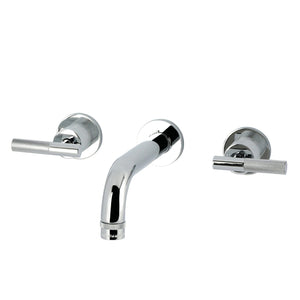 Convergent Double-Handle 3-Hole Wall Mount Bathroom Faucet with Knurled Handle