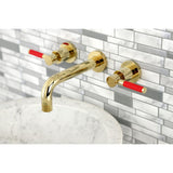 Kaiser Double-Handle 3-Hole Wall Mount Bathroom Faucet