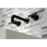 Manhattan Double-Handle 3-Hole Wall Mount Bathroom Faucet