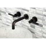 Kaiser Double-Handle 3-Hole Wall Mount Bathroom Faucet