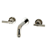 Convergent Double-Handle 3-Hole Wall Mount Bathroom Faucet with Knurled Handle