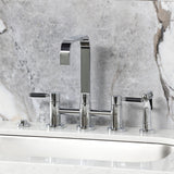 Kaiser Two-Handle 4-Hole Deck Mount Bridge Kitchen Faucet with Brass Side Sprayer