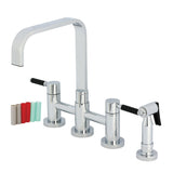 Kaiser Two-Handle 4-Hole Deck Mount Bridge Kitchen Faucet with Brass Side Sprayer