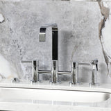 Concord Two-Handle 4-Hole Deck Mount Bridge Kitchen Faucet with Brass Side Sprayer