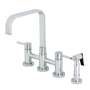 Concord Two-Handle 4-Hole Deck Mount Bridge Kitchen Faucet with Brass Side Sprayer