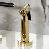 Kaiser Two-Handle 4-Hole Deck Mount Bridge Kitchen Faucet with Brass Side Sprayer