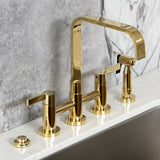 Continental Two-Handle 4-Hole Deck Mount Bridge Kitchen Faucet with Brass Side Sprayer