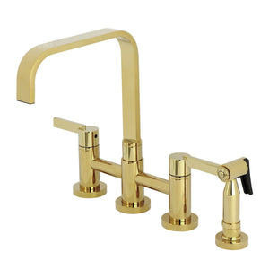 Continental Two-Handle 4-Hole Deck Mount Bridge Kitchen Faucet with Brass Side Sprayer