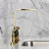 Kaiser Two-Handle 4-Hole Deck Mount Bridge Kitchen Faucet with Brass Side Sprayer