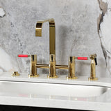 Kaiser Two-Handle 4-Hole Deck Mount Bridge Kitchen Faucet with Brass Side Sprayer