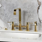 Concord Two-Handle 4-Hole Deck Mount Bridge Kitchen Faucet with Brass Side Sprayer