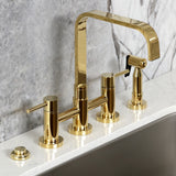 Concord Two-Handle 4-Hole Deck Mount Bridge Kitchen Faucet with Brass Side Sprayer