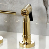 Concord Two-Handle 4-Hole Deck Mount Bridge Kitchen Faucet with Brass Side Sprayer