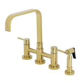 Concord Two-Handle 4-Hole Deck Mount Bridge Kitchen Faucet with Brass Side Sprayer