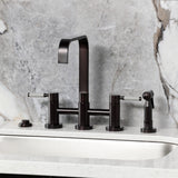 Kaiser Two-Handle 4-Hole Deck Mount Bridge Kitchen Faucet with Brass Side Sprayer