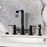 Concord Two-Handle 4-Hole Deck Mount Bridge Kitchen Faucet with Brass Side Sprayer