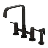 Concord Two-Handle 4-Hole Deck Mount Bridge Kitchen Faucet with Brass Side Sprayer