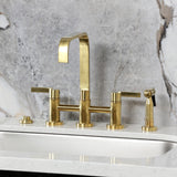 Continental Two-Handle 4-Hole Deck Mount Bridge Kitchen Faucet with Brass Side Sprayer