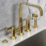 Continental Two-Handle 4-Hole Deck Mount Bridge Kitchen Faucet with Brass Side Sprayer