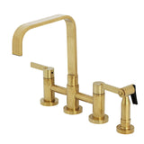 Continental Two-Handle 4-Hole Deck Mount Bridge Kitchen Faucet with Brass Side Sprayer