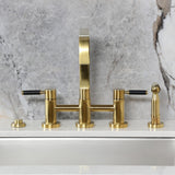 Kaiser Two-Handle 4-Hole Deck Mount Bridge Kitchen Faucet with Brass Side Sprayer