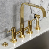 Concord Two-Handle 4-Hole Deck Mount Bridge Kitchen Faucet with Brass Side Sprayer