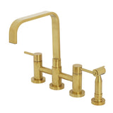 Concord Two-Handle 4-Hole Deck Mount Bridge Kitchen Faucet with Brass Side Sprayer