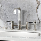 Kaiser Two-Handle 4-Hole Deck Mount Bridge Kitchen Faucet with Brass Side Sprayer