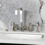 Kaiser Two-Handle 4-Hole Deck Mount Bridge Kitchen Faucet with Brass Side Sprayer