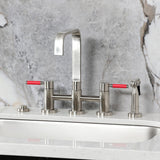 Kaiser Two-Handle 4-Hole Deck Mount Bridge Kitchen Faucet with Brass Side Sprayer