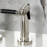 Kaiser Two-Handle 4-Hole Deck Mount Bridge Kitchen Faucet with Brass Side Sprayer