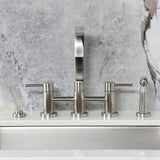 Concord Two-Handle 4-Hole Deck Mount Bridge Kitchen Faucet with Brass Side Sprayer