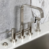 Concord Two-Handle 4-Hole Deck Mount Bridge Kitchen Faucet with Brass Side Sprayer