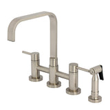 Concord Two-Handle 4-Hole Deck Mount Bridge Kitchen Faucet with Brass Side Sprayer