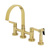 Continental Two-Handle 4-Hole Deck Mount Bridge Kitchen Faucet with Brass Side Sprayer