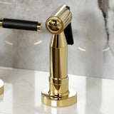 Kaiser Two-Handle 4-Hole Deck Mount Bridge Kitchen Faucet with Brass Side Sprayer