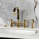 Concord Two-Handle 4-Hole Deck Mount Bridge Kitchen Faucet with Brass Side Sprayer