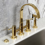 Concord Two-Handle 4-Hole Deck Mount Bridge Kitchen Faucet with Brass Side Sprayer