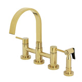 Concord Two-Handle 4-Hole Deck Mount Bridge Kitchen Faucet with Brass Side Sprayer