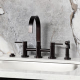 Concord Two-Handle 4-Hole Deck Mount Bridge Kitchen Faucet with Brass Side Sprayer